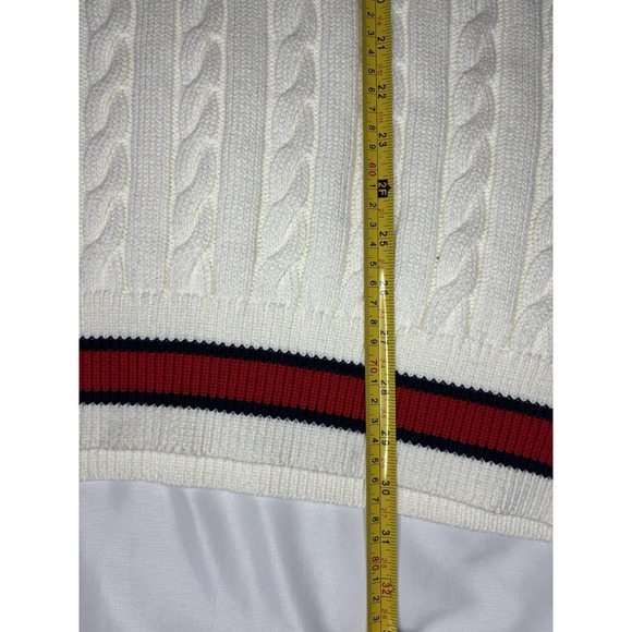 Vineyard Vines Men's  Heritage Varsity V Neck Tennis Sweater Marshmallow XL $228 - Picture 7 of 8